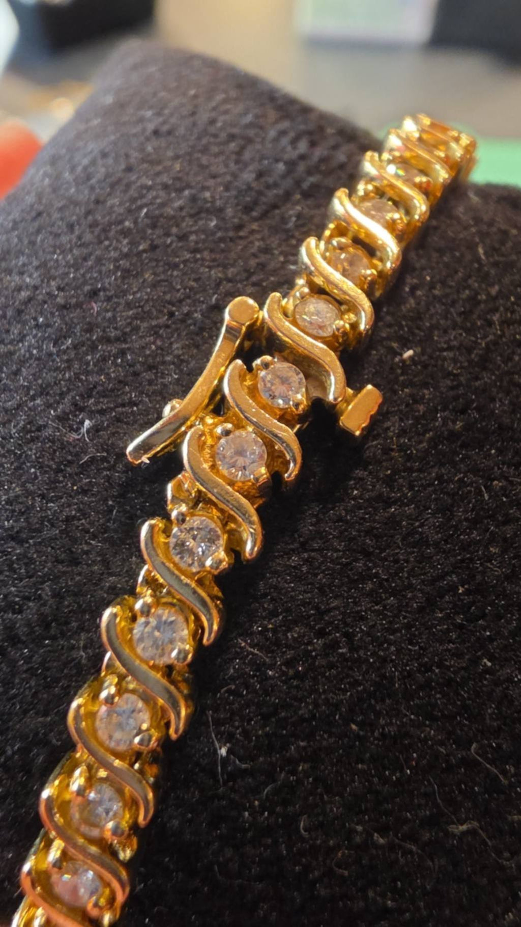 14K Gold Diamond S-Link Tennis Bracelet